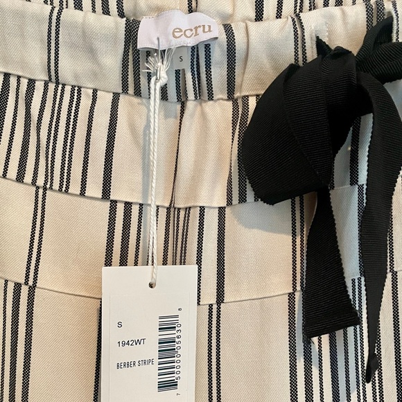 Ecru Brand Berber Stripe Silk & Cotton Pants Women’s Small - Picture 3 of 5